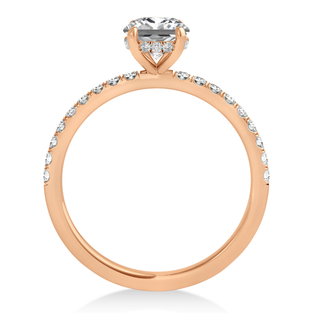 Princess Diamond Single Row Hidden Halo Engagement Ring 14k Rose Gold (0.81ct)