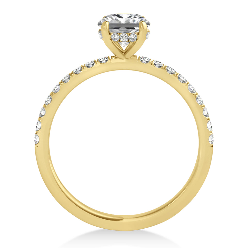 Princess Lab Diamond Single Row Hidden Halo Engagement Ring 14k Yellow Gold (0.81ct)