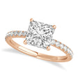 Princess Lab Diamond Single Row Hidden Halo Engagement Ring 18k Rose Gold (0.81ct)