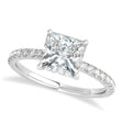 Princess Moissanite & Diamond Single Row Hidden Halo Engagement Ring 14k White Gold (0.81ct)