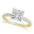 Princess Moissanite & Diamond Single Row Hidden Halo Engagement Ring 14k Yellow Gold (0.81ct)