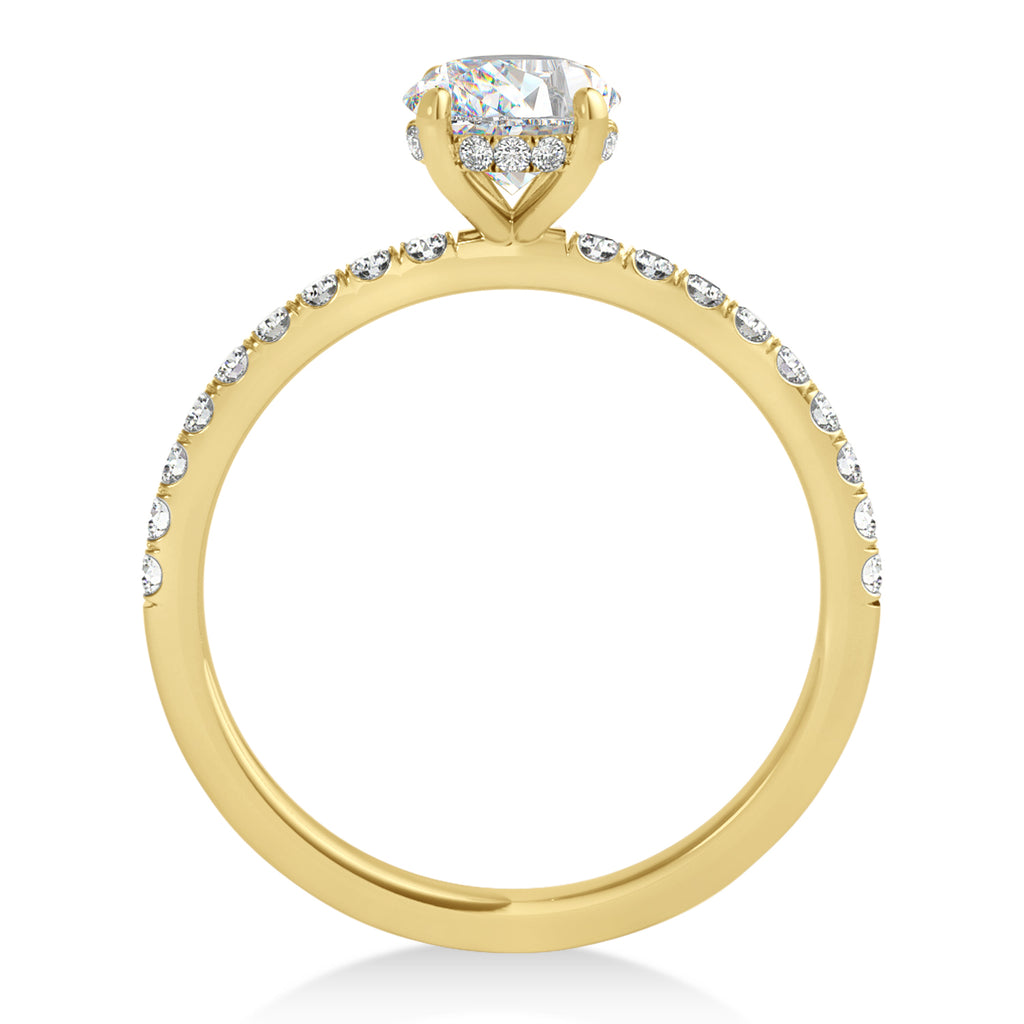 Princess Moissanite & Diamond Single Row Hidden Halo Engagement Ring 14k Yellow Gold (0.81ct)