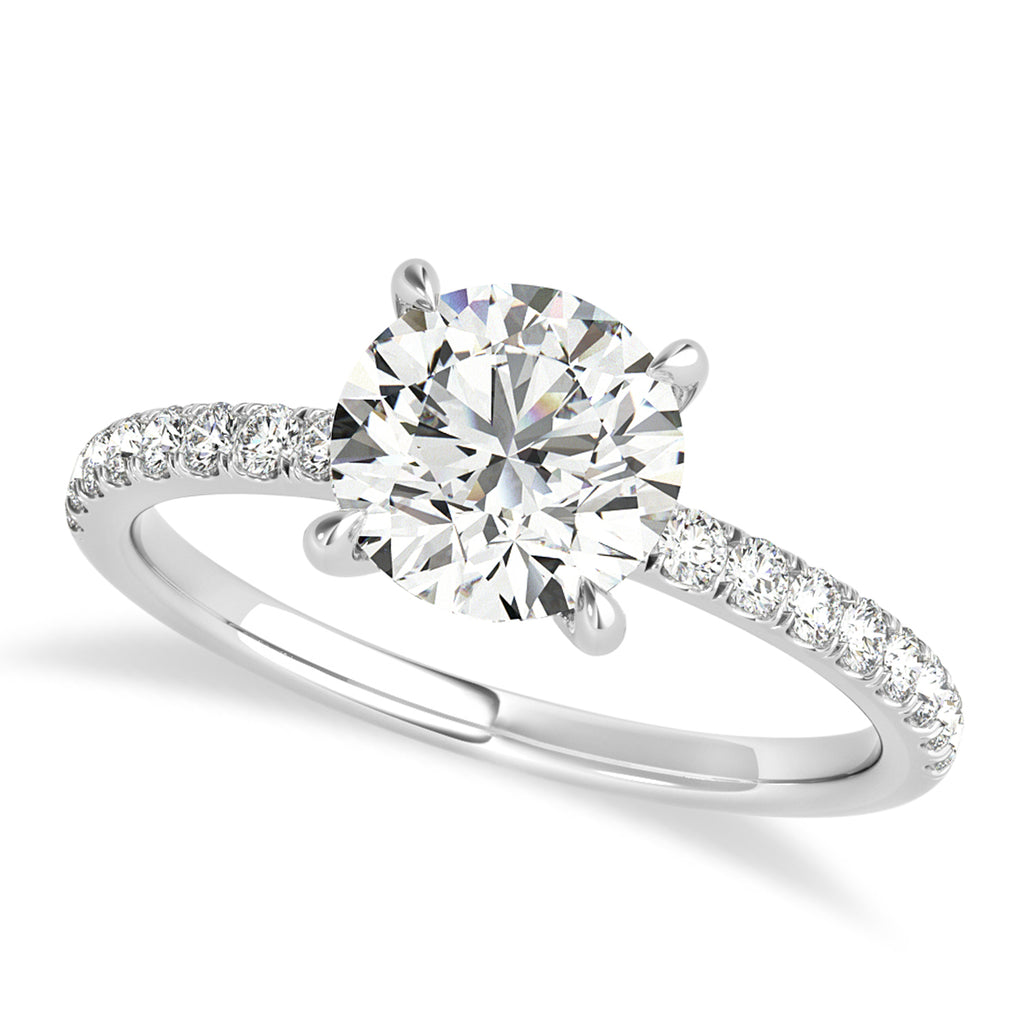 Round Diamond Single Row Hidden Halo Engagement Ring 18k White Gold (1.25ct)