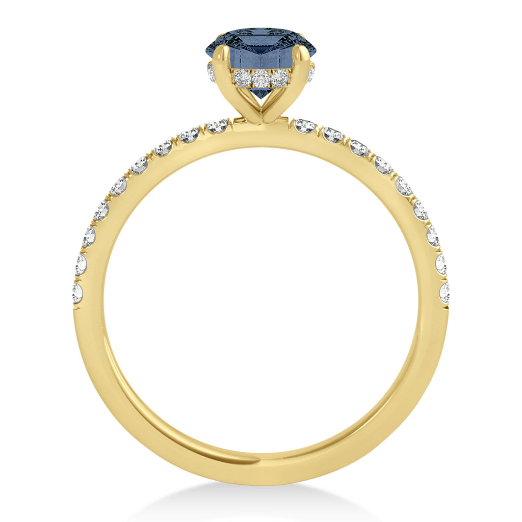 Round Gray Spinel & Diamond Single Row Hidden Halo Engagement Ring 14k Yellow Gold (1.25ct)