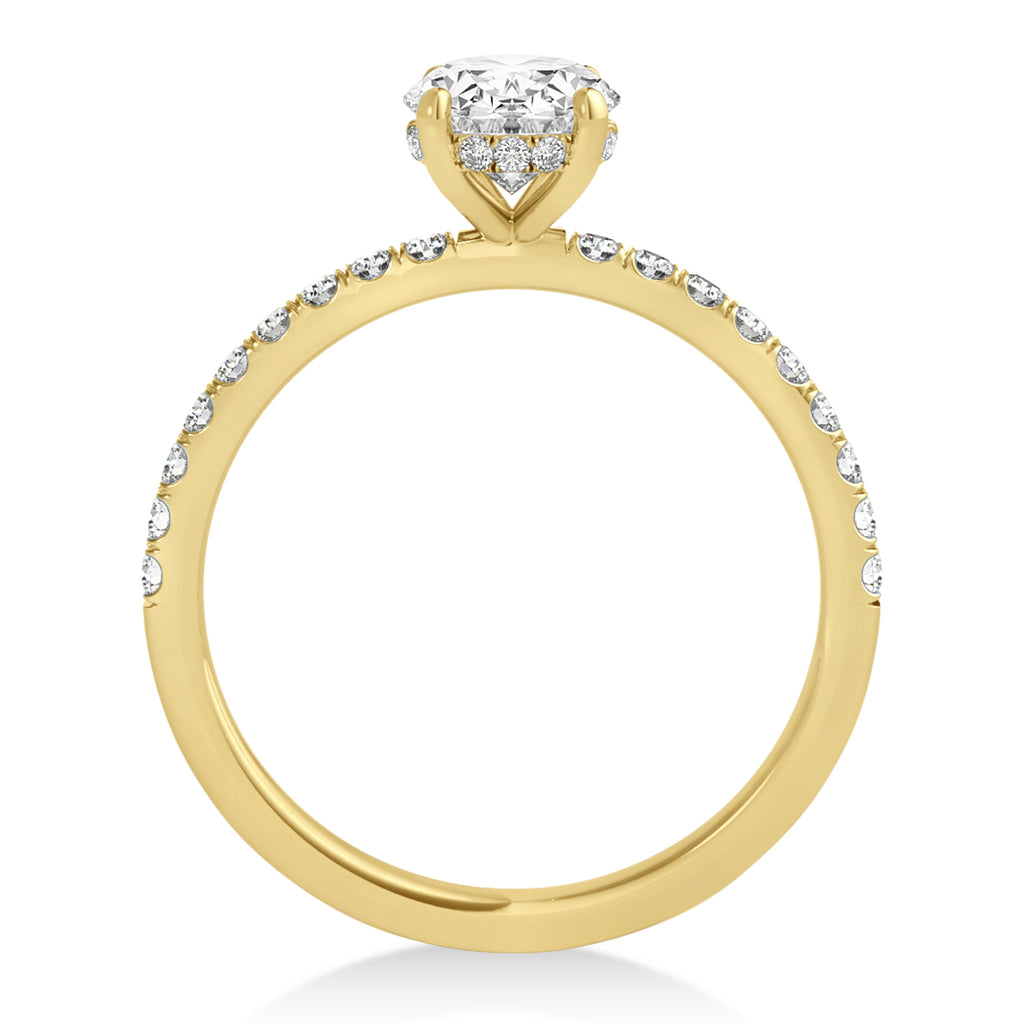 Round Lab Diamond Single Row Hidden Halo Engagement Ring 14k Yellow Gold (1.25ct)