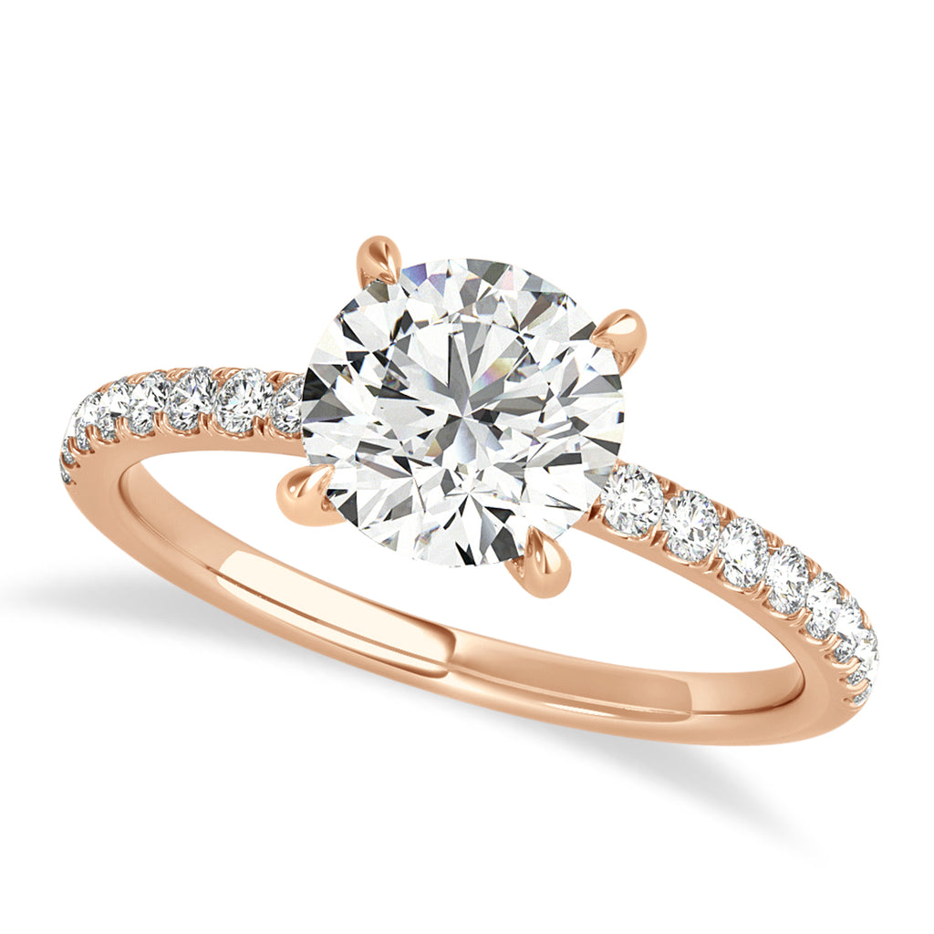 Round Lab Diamond Single Row Hidden Halo Engagement Ring 18k Rose Gold (1.25ct)