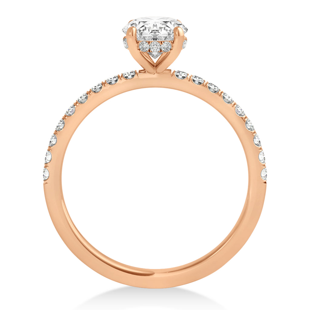 Round Lab Diamond Single Row Hidden Halo Engagement Ring 18k Rose Gold (1.25ct)