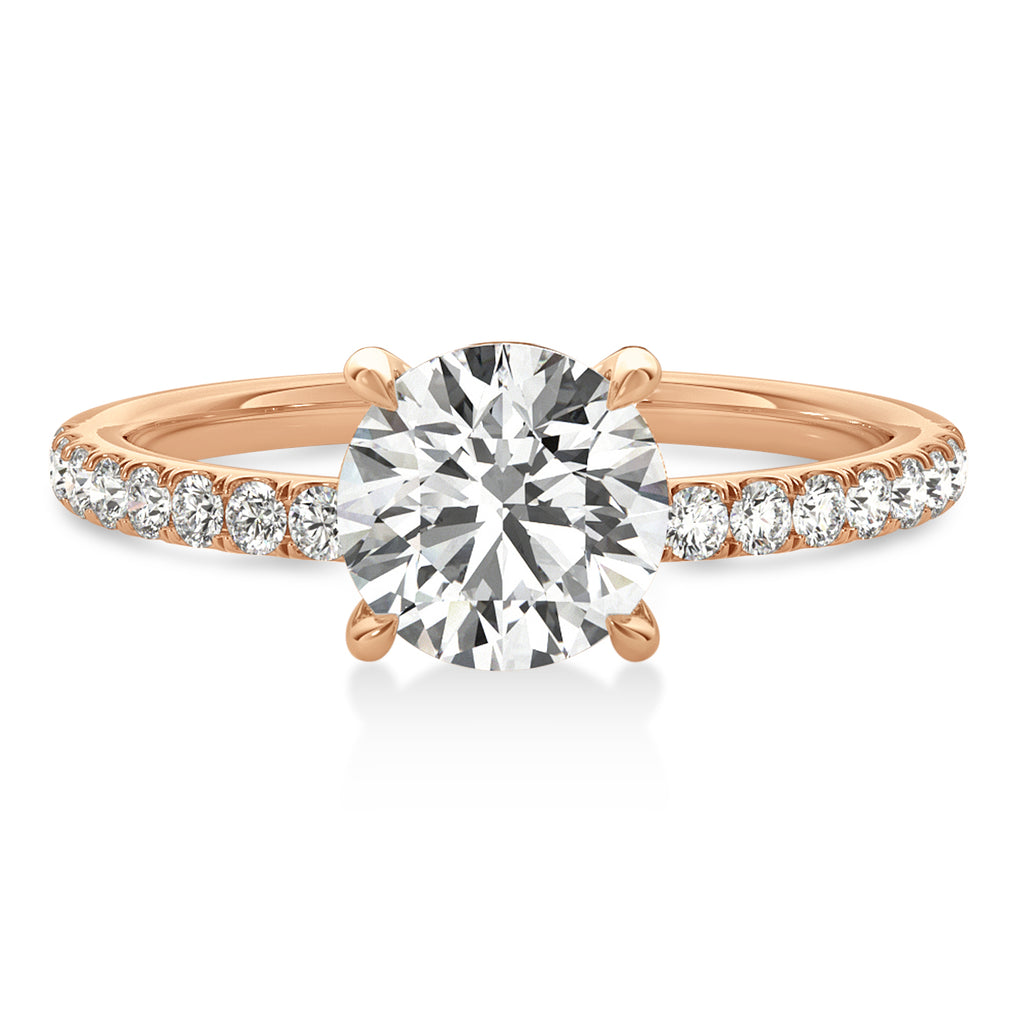 Round Lab Diamond Single Row Hidden Halo Engagement Ring 18k Rose Gold (1.25ct)