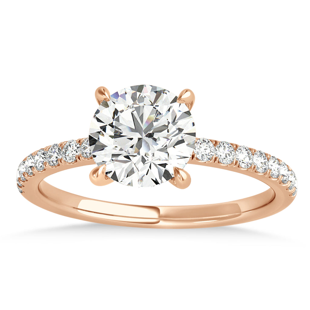 Round Lab Diamond Single Row Hidden Halo Engagement Ring 18k Rose Gold (1.25ct)