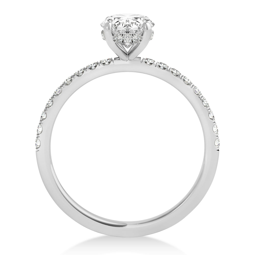 Round Lab Diamond Single Row Hidden Halo Engagement Ring Palladium (1.25ct)