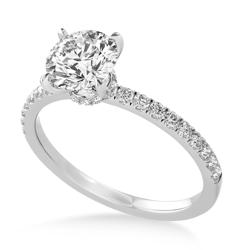 Round Lab Diamond Single Row Hidden Halo Engagement Ring Palladium (1.25ct)