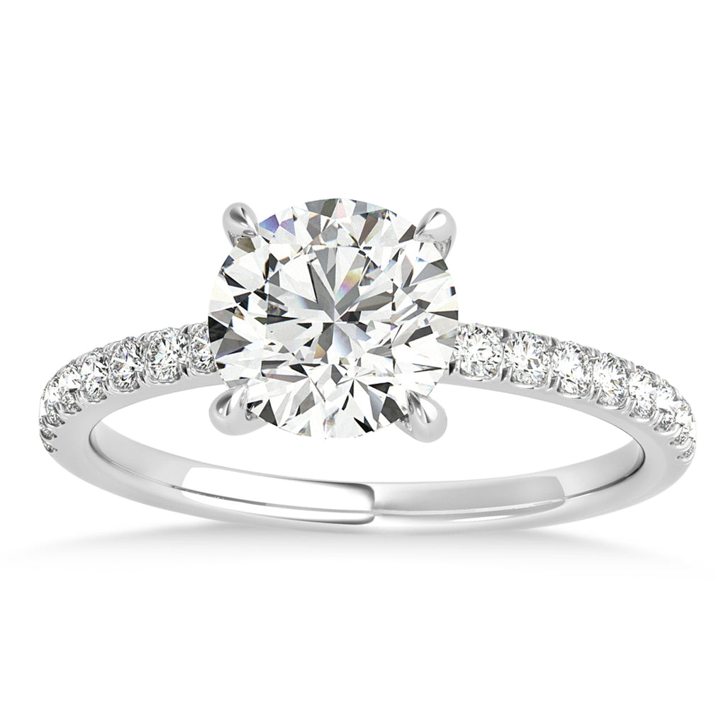 Round Lab Diamond Single Row Hidden Halo Engagement Ring Palladium (1.25ct)