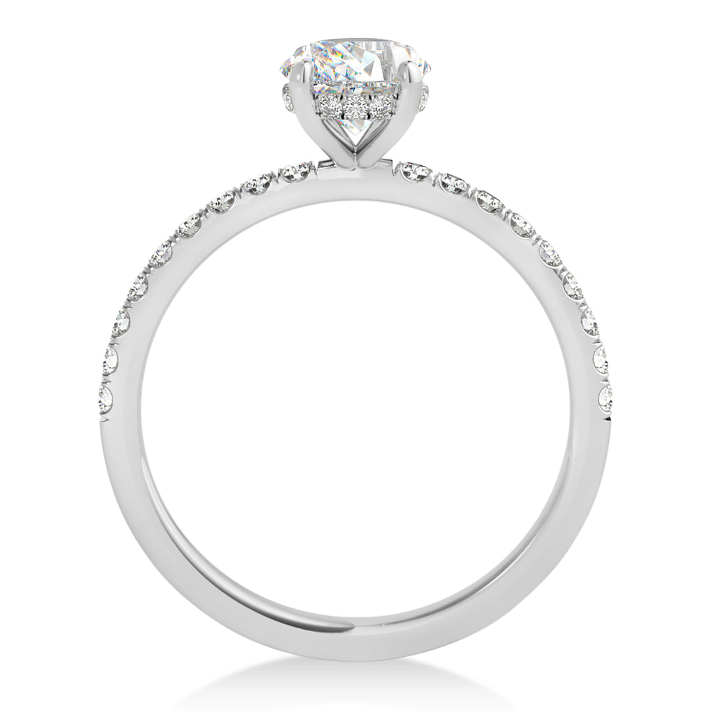 Round Moissanite & Diamond Single Row Hidden Halo Engagement Ring 14k White Gold (1.25ct)