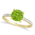 Round Peridot & Diamond Single Row Hidden Halo Engagement Ring 14k Yellow Gold (1.25ct)