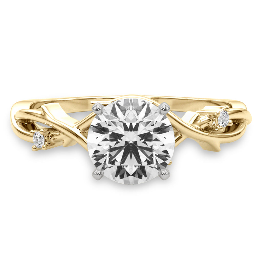 Diamond Vine Leaf Solitaire Engagement Ring 18K Yellow Gold (0.02ct)