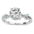 Aquamarine Vine Leaf Solitaire Engagement Ring 14K White Gold (0.02ct)