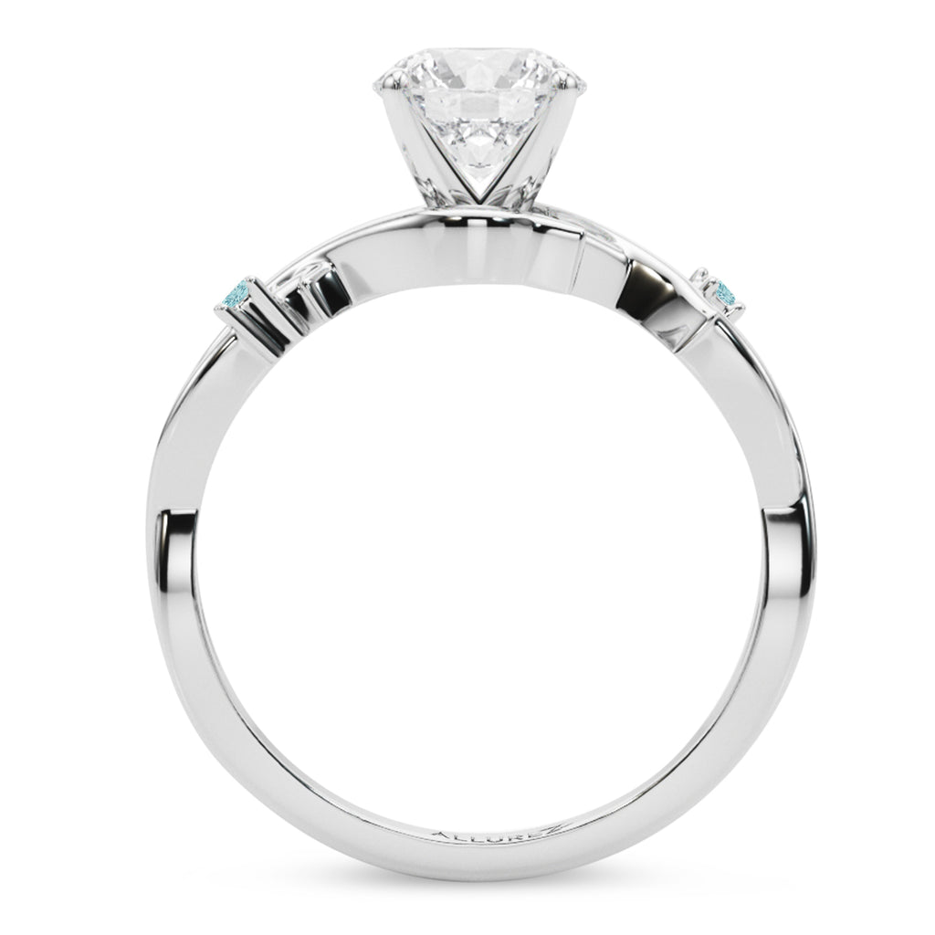 Aquamarine Vine Leaf Solitaire Engagement Ring 18K White Gold (0.02ct)