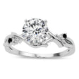 Black Diamond Vine Leaf Solitaire Engagement Ring 18K White Gold (0.02ct)