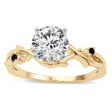 Black Diamond Vine Leaf Solitaire Engagement Ring 18K Yellow Gold (0.02ct)