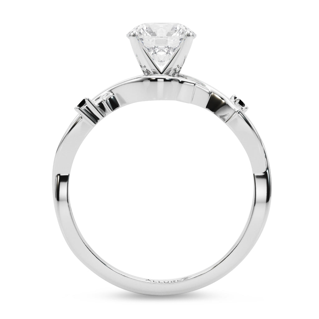 Black Diamond Vine Leaf Solitaire Engagement Ring  in Platinum (0.02ct)