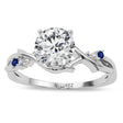 Blue Sapphire Vine Leaf Solitaire Engagement Ring  in Platinum (0.02ct)