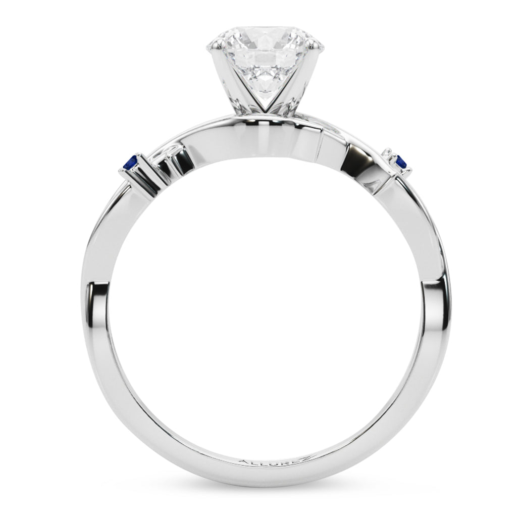 Blue Sapphire Vine Leaf Solitaire Engagement Ring  in Platinum (0.02ct)