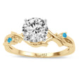 Blue Topaz Vine Leaf Solitaire Engagement Ring 14K Yellow Gold (0.02ct)