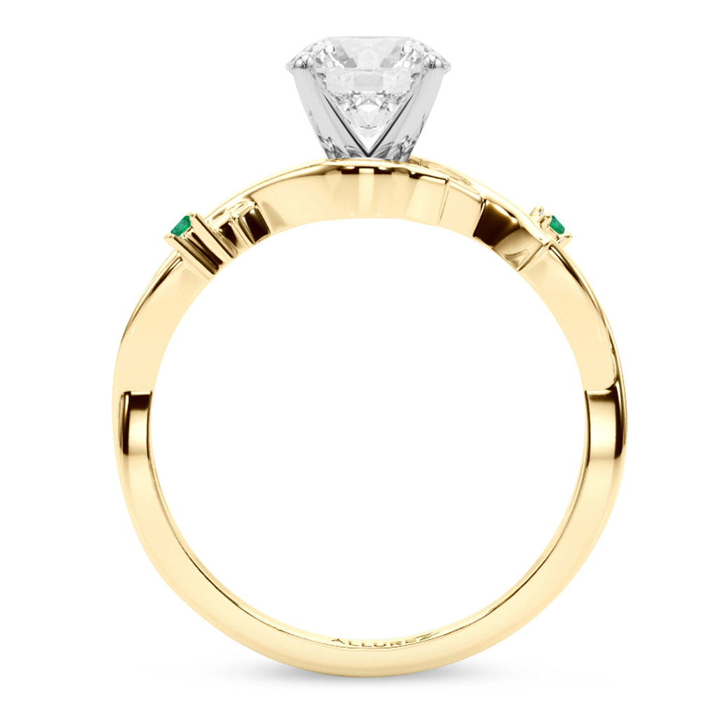 Emerald Vine Leaf Solitaire Engagement Ring 14K Yellow Gold (0.02ct)
