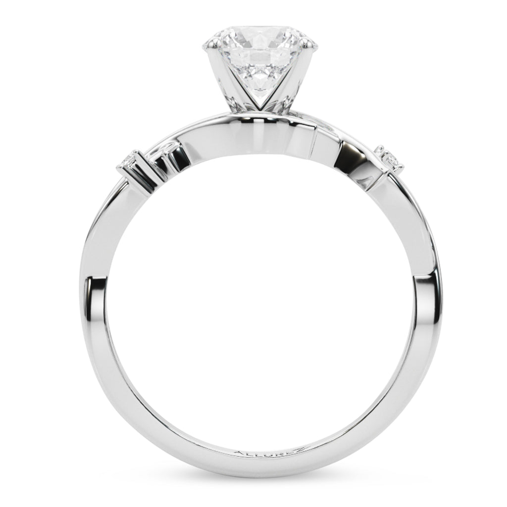 Lab Diamond Vine Leaf Solitaire Engagement Ring 18K White Gold (0.02ct)