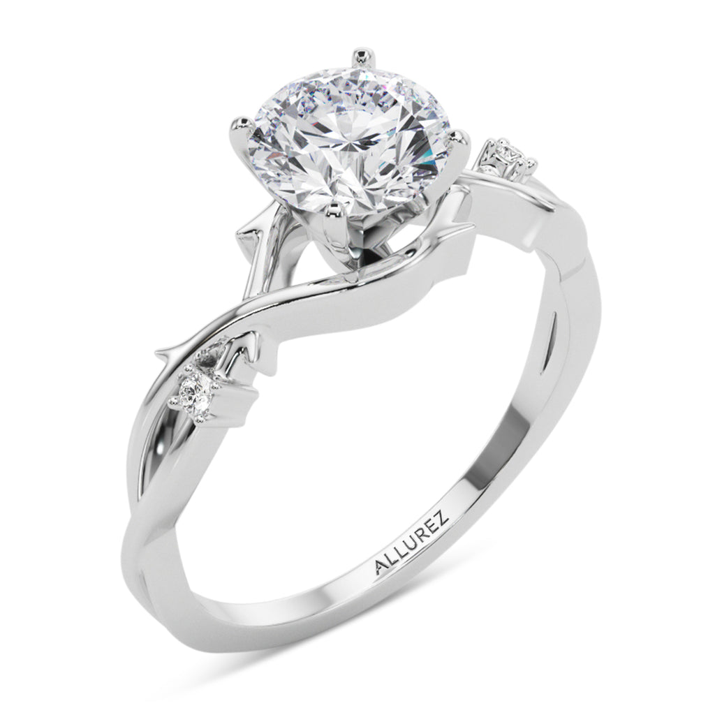 Lab Diamond Vine Leaf Solitaire Engagement Ring  in Platinum (0.02ct)