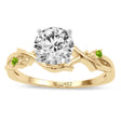 Peridot Vine Leaf Solitaire Engagement Ring 14K Yellow Gold (0.02ct)