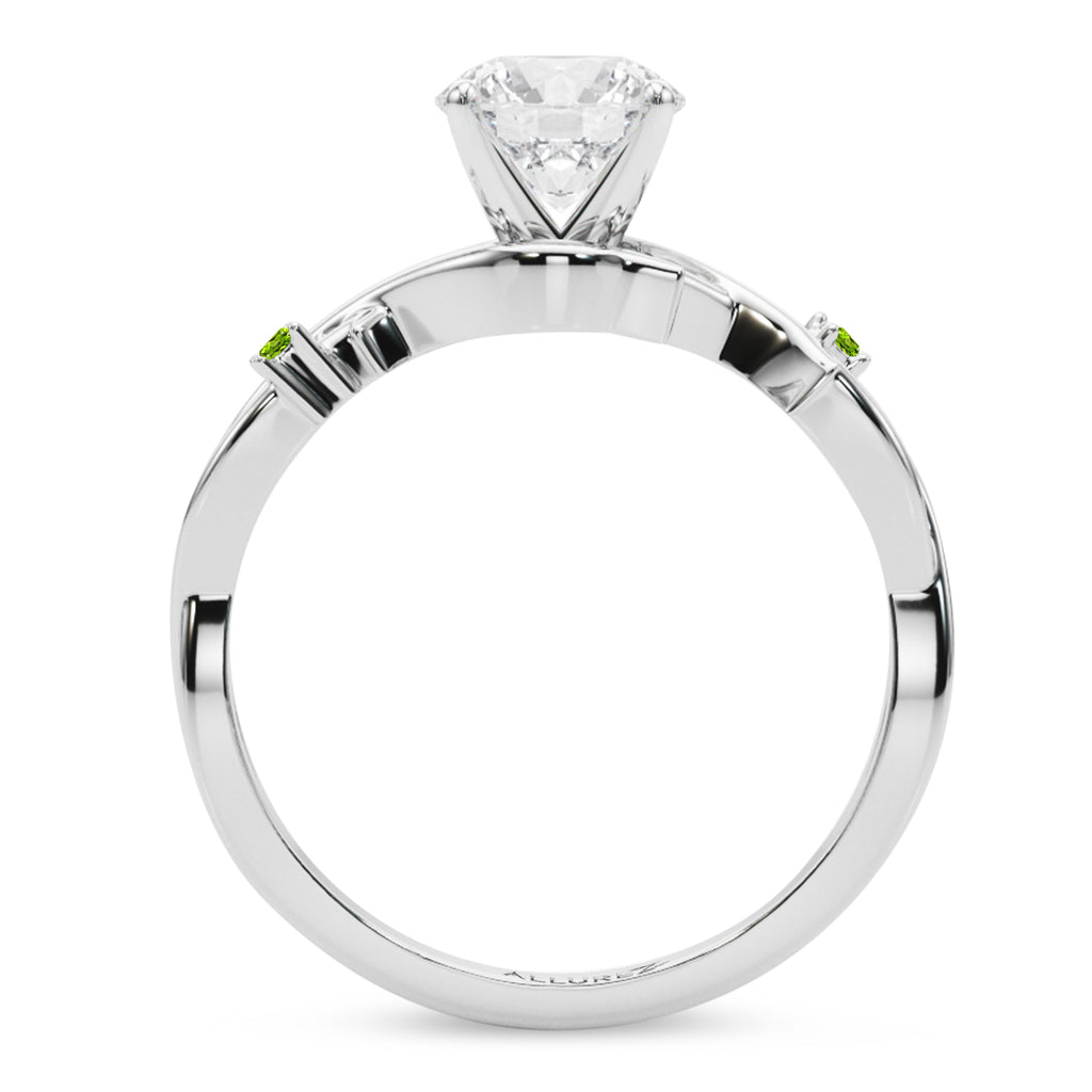 Peridot Vine Leaf Solitaire Engagement Ring 18K White Gold (0.02ct)