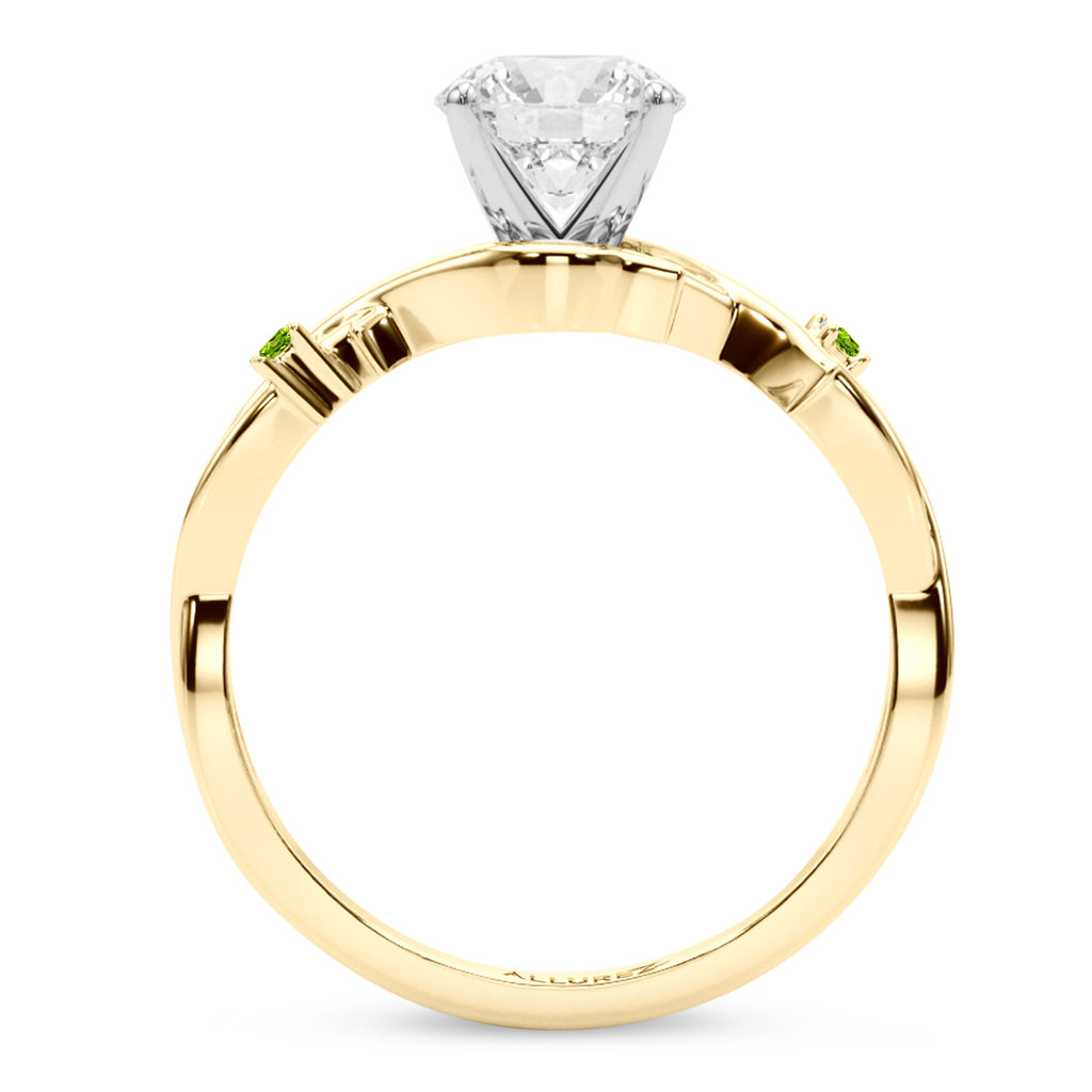 Peridot Vine Leaf Solitaire Engagement Ring 18K Yellow Gold (0.02ct)