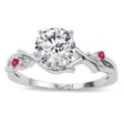 Ruby Vine Leaf Solitaire Engagement Ring 14K White Gold (0.02ct)