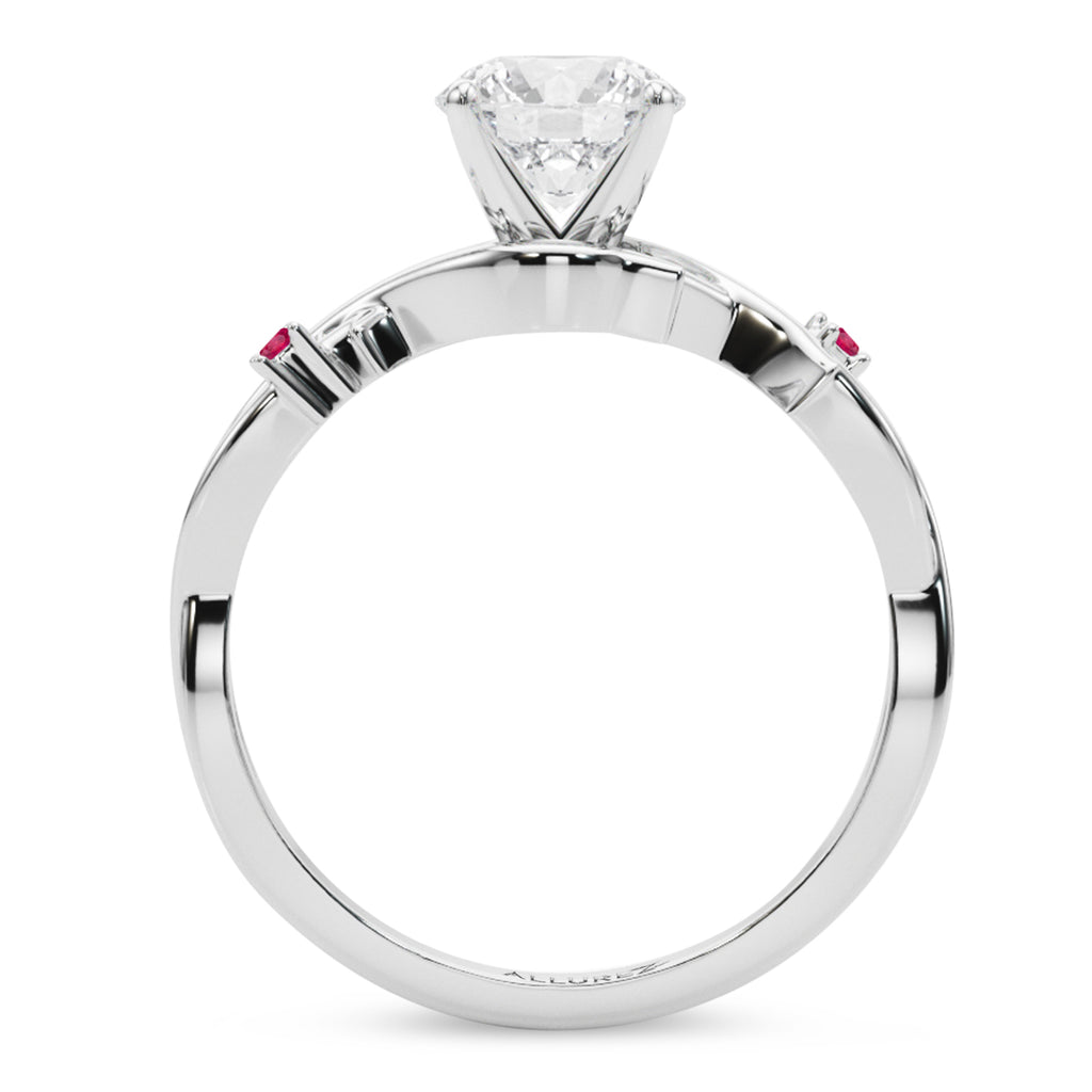 Ruby Vine Leaf Solitaire Engagement Ring 18K White Gold (0.02ct)