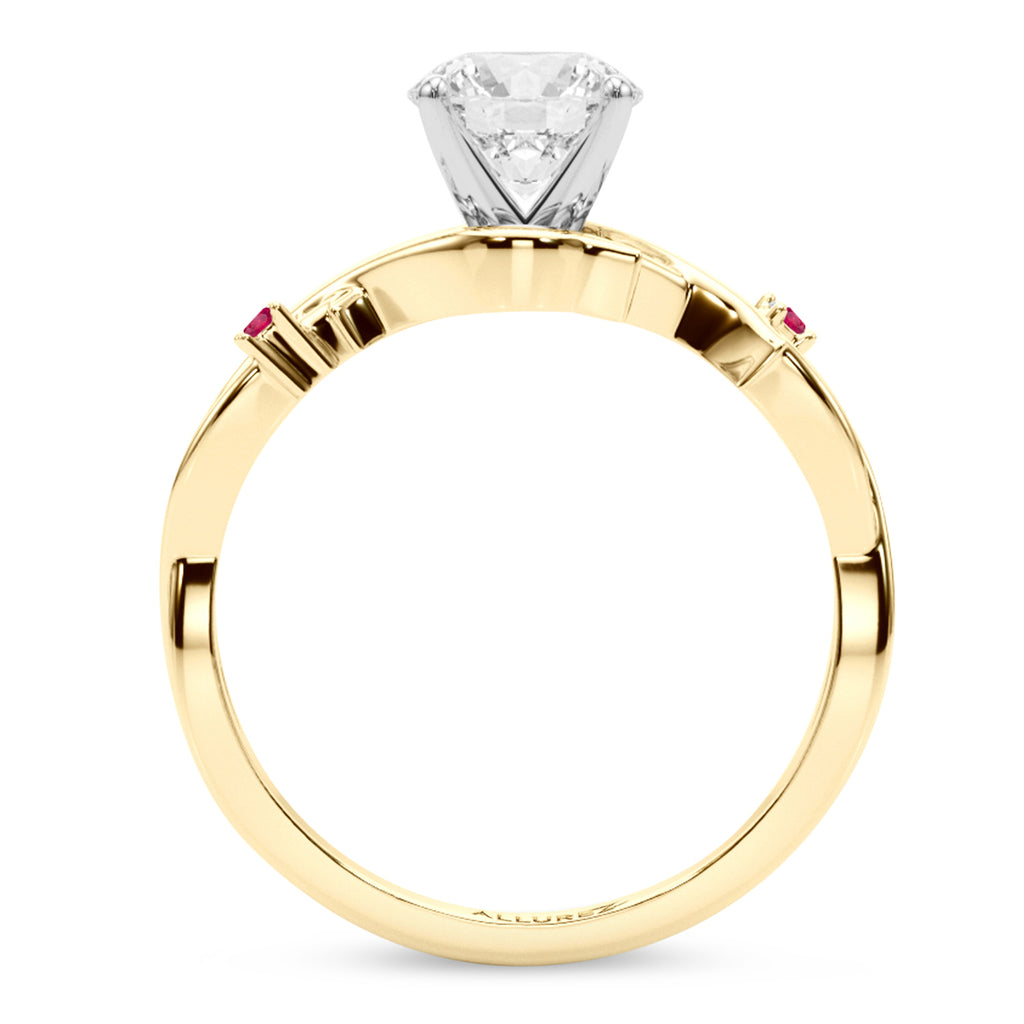 Ruby Vine Leaf Solitaire Engagement Ring 18K Yellow Gold (0.02ct)