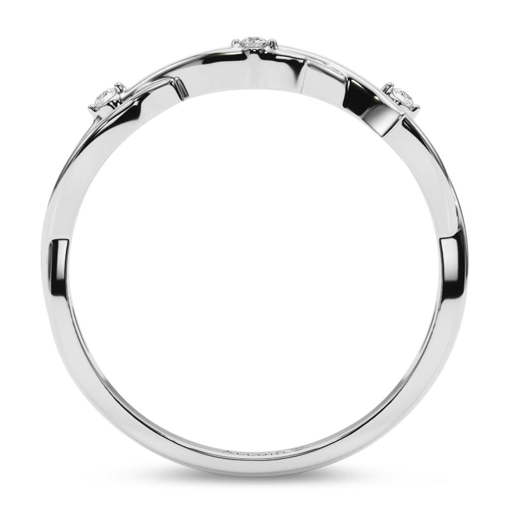Diamond Vine Leaf Ring Wedding Band 14K White Gold (0.03ct)