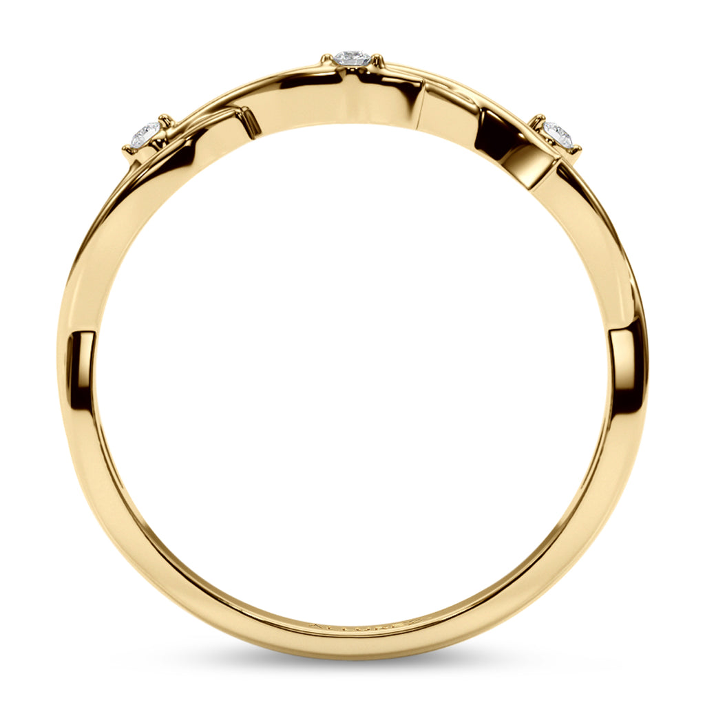 Diamond Vine Leaf Ring Wedding Band 14K Yellow Gold (0.03ct)