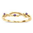 Round Amethyst Vine Leaf Ring Wedding Band 14K Yellow Gold (0.03ct)