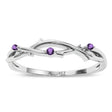 Round Amethyst Vine Leaf Ring Wedding Band in Palladium (0.03ct)
