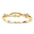 Round Aquamarine Vine Leaf Ring Wedding Band 14K Yellow Gold (0.03ct)