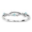 Round Aquamarine Vine Leaf Ring Wedding Band 18K White Gold (0.03ct)