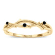 Black Diamond Vine Leaf Ring Wedding Band 14K Yellow Gold (0.03ct)
