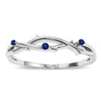 Round Blue Sapphire Vine Leaf Ring Wedding Band in Platinum (0.03ct)