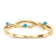 Round Blue Topaz Vine Leaf Ring Wedding Band 14K Yellow Gold (0.03ct)