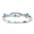 Round Blue Topaz Vine Leaf Ring Wedding Band in Platinum (0.03ct)