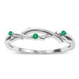 Round Emerald Vine Leaf Ring Wedding Band 18K White Gold (0.03ct)