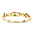 Round Peridot Vine Leaf Ring Wedding Band 14K Yellow Gold (0.03ct)