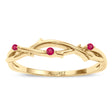 Round Ruby Vine Leaf Ring Wedding Band 14K Yellow Gold (0.03ct)