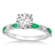 Alternating Diamond & Emerald Marquise Engagement Ring 14k White Gold (0.63ct)